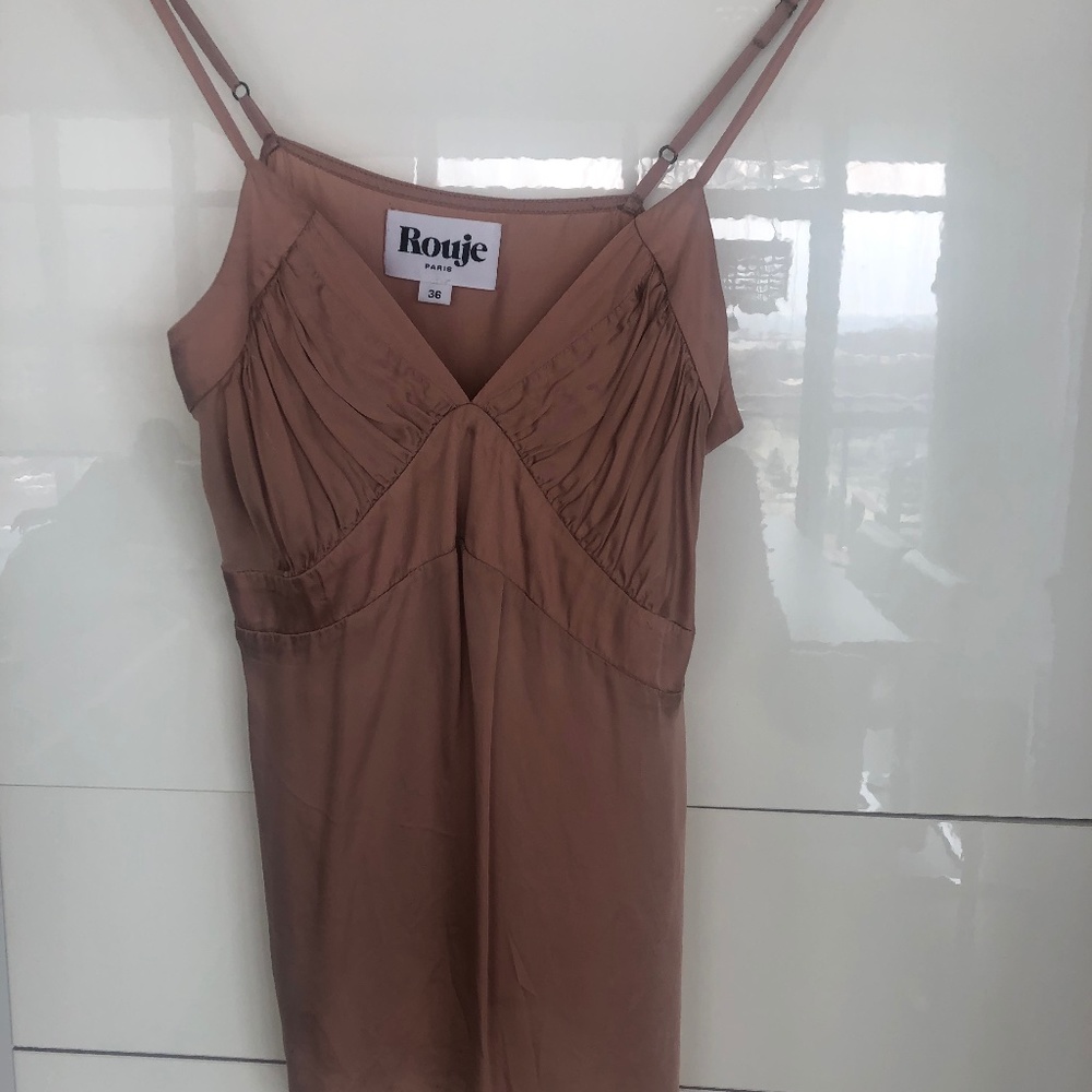 Rouje Blush Tan Silk Camisole Dress